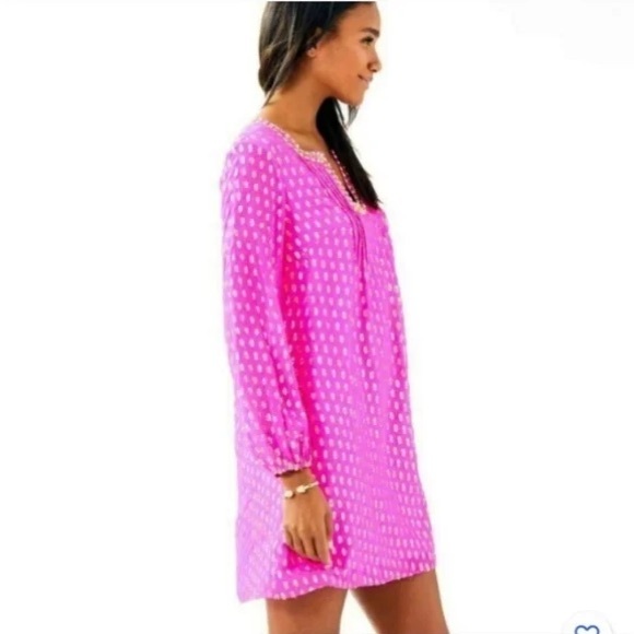 Lilly Pulitzer Pink and Gold Silk “Colby” Dress - Picture 7 of 10